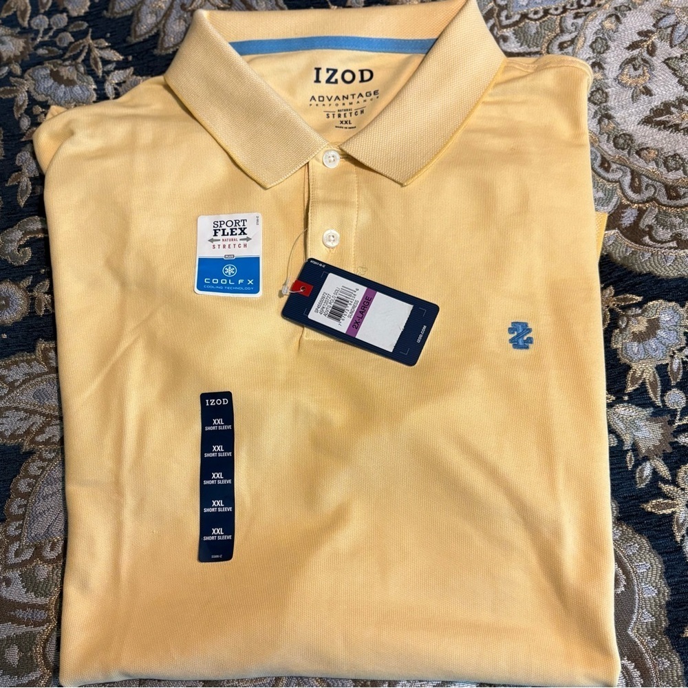 Izod Men's Yellow Polo with Blue Logo